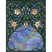 Art Nouveau Floral Swirls in Emerald and Azure