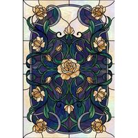 Art Nouveau Rose Garden in Cream and Cobalt
