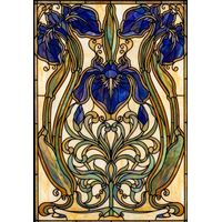 Art Nouveau Irises in Cobalt and Gold