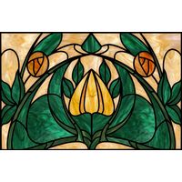 Floral Motif in Emerald and Amber