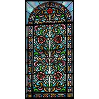 Arched Floral Garden with Crimson Blooms
