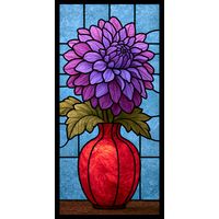 Dahlia Bloom in Crimson Vase