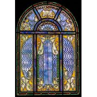 Arched Ornamental Flourishes in Cobalt and Amber