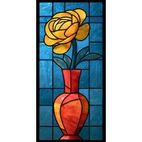 Golden Rose in Crimson Vase