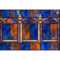 Abstract Geometric Arches in Cobalt and Amber