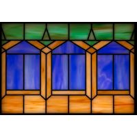 Gothic Triple Arch in Amber and Cobalt