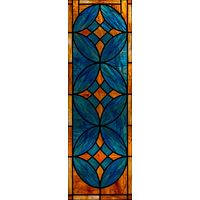 Abstract Geometric Interlocking Ovals in Cobalt and Amber