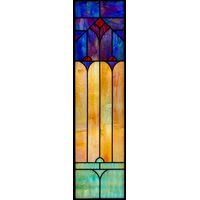 Abstract Arched Design in Cobalt, Gold, and Teal