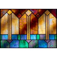 Abstract Geometric Peaks in Amber and Teal