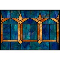 Abstract Geometric Tiles in Cobalt and Amber