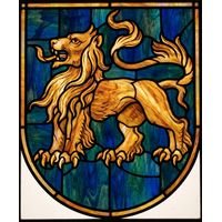 Heraldic Lion in Gold and Cobalt