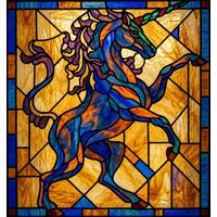 Rampant Unicorn in Sapphire and Amber