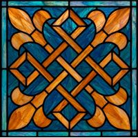 Interlocking Amber and Cobalt Geometric Knot