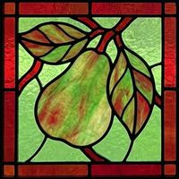 Pear with Leaves in Green and Red