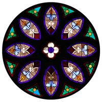Rich Blue and Brown Rose Window