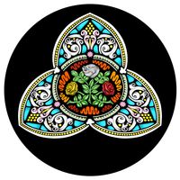Unique Floral Stained Glass Window Insert