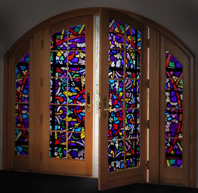 Colored on sale glass doors