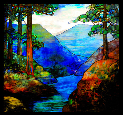 Mountain Stream Tiffany Stained Glass