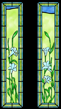 Two panels are featuring white lilies